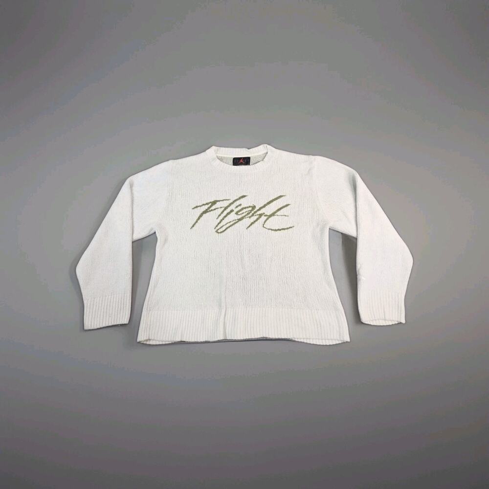 Jordan Flight Men's Sz S Heritage Knit Crewneck Sweater White FD7389-133 C36